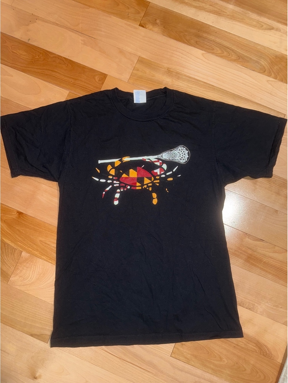 Black Maryland Lacrosse Graphic T-Shirt, S, EUC